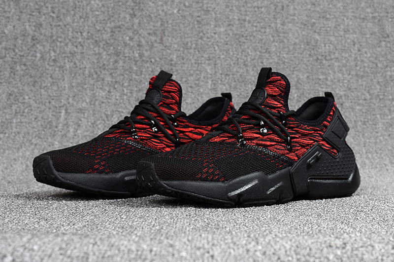 Women Nike Air Huarache 6 Flyknit Black Red Shoes - Click Image to Close